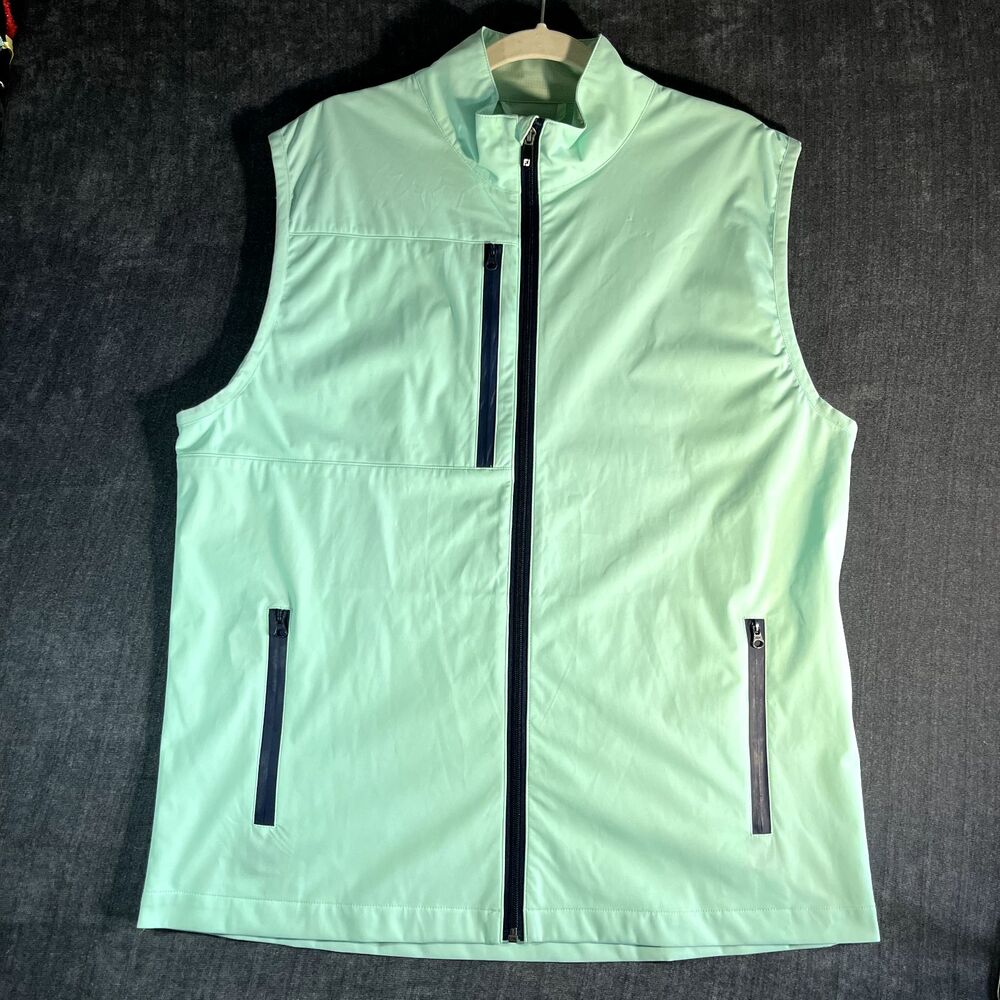 FootJoy Tempo Series Vest Mens Large Mint Green Golf Soft Shell Zip Sleeveless